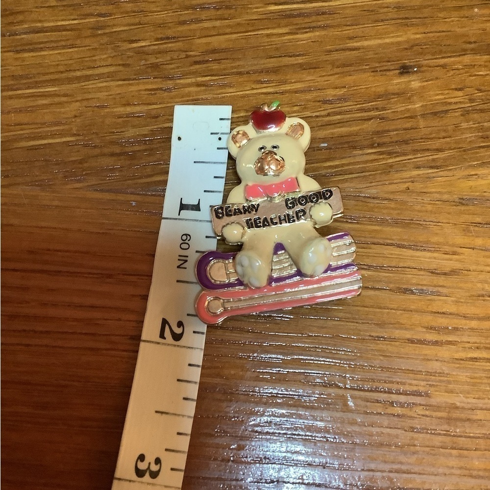 Vintage 90’s Teacher Bear Brooch Signed - Picture 2 of 3